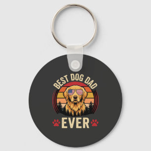 Porte-clés Meilleur papa pour chien Retro Golden Retriever