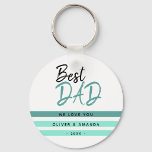 Porte-clés Meilleur Papa Typographie Turquoise Fête des Pères