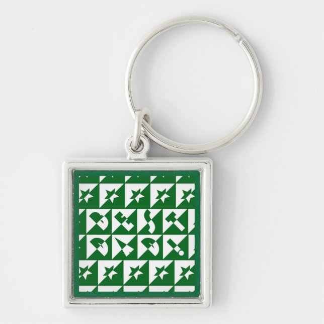 Porte-clés Meilleur papa Wild Texte Motif & Étoiles Vert & Bl (Devant)