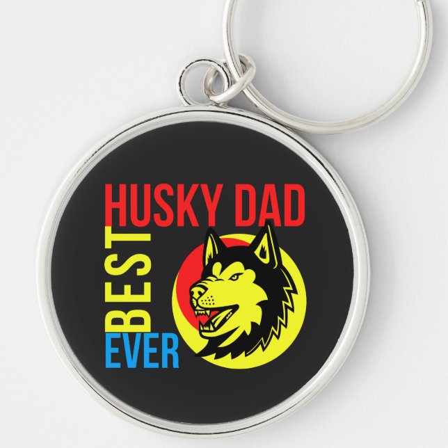 Porte-clés Meilleur Père Husky Sibérien Jamais, Papa Chien (Devant)
