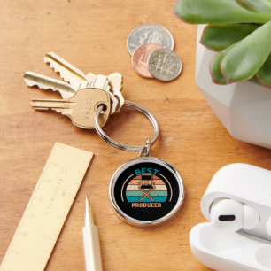Porte-clés Meilleur producteur - Retro Style Premium Round