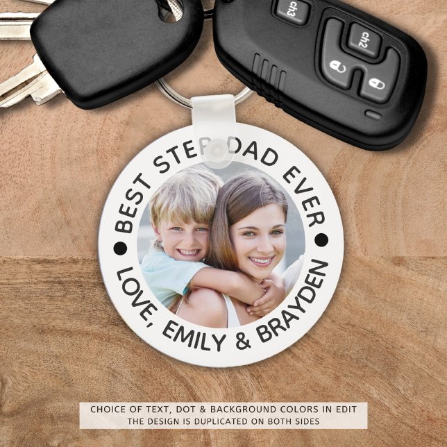 Porte-clés MEILLEUR STEPDAD JAMAIS photo personnalisée (Créateur téléchargé)