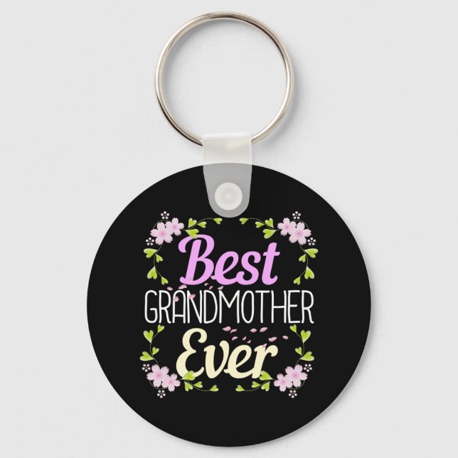 Porte-clés Meilleure grand-mère jamais - Rose Floral (Recto)