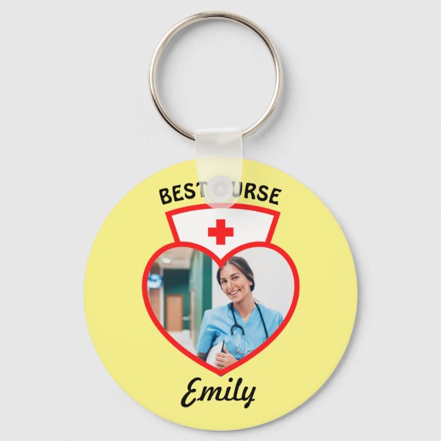 Porte-clés Meilleure infirmière cadeau personnalisé Ajouter v (Recto)