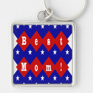 Porte-clés Meilleure maman en forme de diamant patriotique
