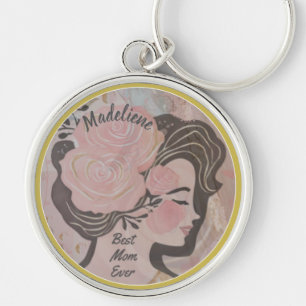 Porte-clés Meilleure Maman Jamais De Jolies Fleurs Gold Frame