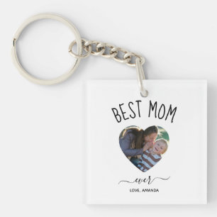 Porte-clés Meilleure maman jamais, photo personnalisée Fête d