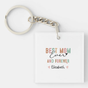 Porte-clés Meilleure Maman Jamais  Script Rétro Maman Groovy 