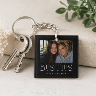 Porte-clés Meilleures Amies Meilleure Copine Cœur Typographie
