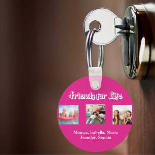 Porte-clés Meilleurs amis BFF noms de photos chaud rose blanc