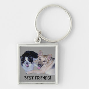 Porte-clés Meilleurs amis Bordure Collie & Berger allemand