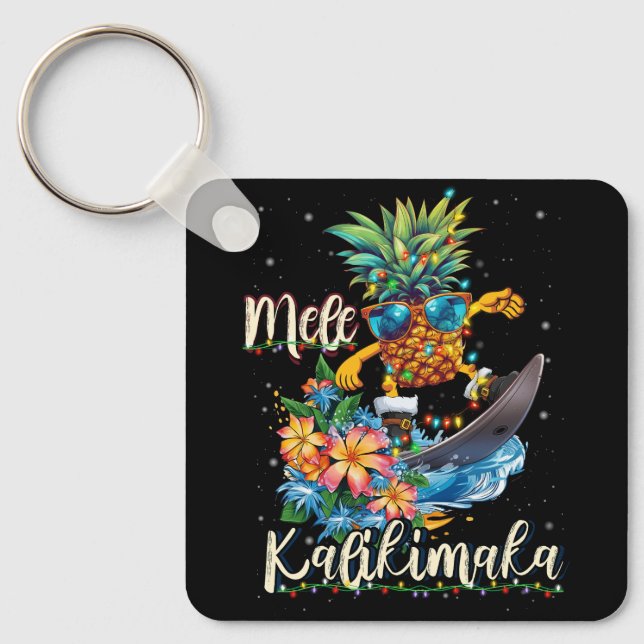 Porte-clés Mele Kalikimaka Hawaiian Pineapping Surf Ridding (Recto)