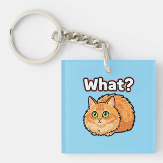 Porte-clés mème chat orange confus "Quoi?"