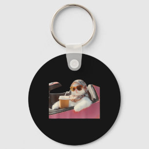 Porte-clés Mème de chat au volant Rage me consume Humour idio