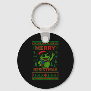 Porte-clés Mème drôle de grenouille de Noël Resistmas Humour 