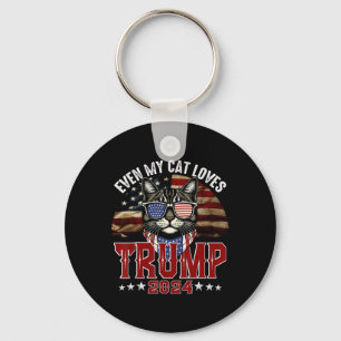 Porte-clés Même My Cat aime Trump 2024 États-Unis Drapeau amé