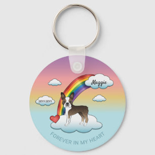 Porte-clés Mémorial Arc-en-Ciel pour Boston Terrier Bringé et