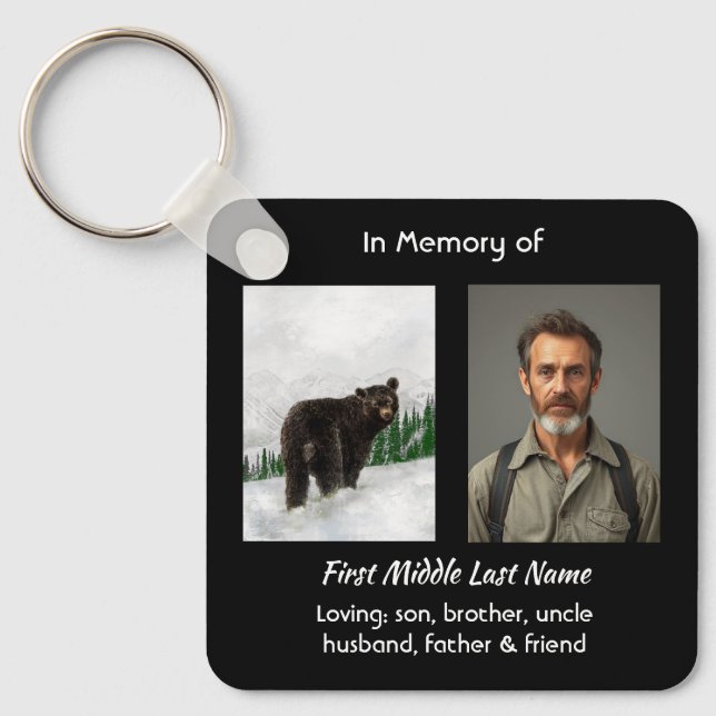 Porte-clés Memorial Keepsake Black Bear Animal (Recto)
