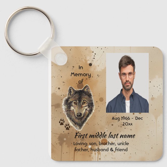Porte-clés Memorial Keepsake Wolf Wolves Animal (Recto)