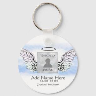 Porte-clés Mémorial photo avec les ailes d'Ange et les nuages