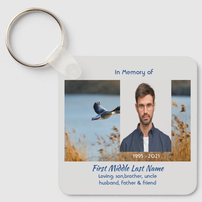 Porte-clés Memorial Photo Prayer Lake Geese Birds (Recto)