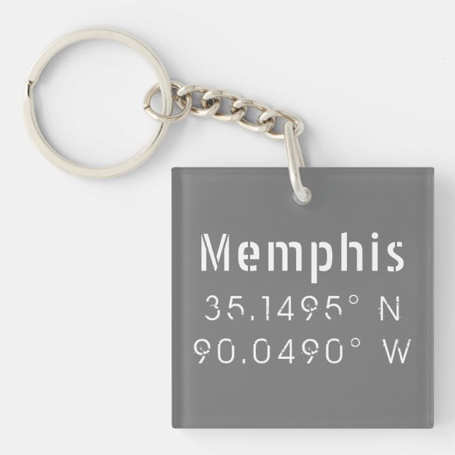 Porte-clés Memphis Tennessee Latitude de longitude (Devant)