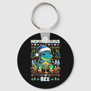 Porte-clés Menorasaurus Rex Dino Trex Pull de Noël laid 
