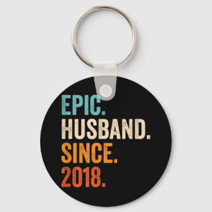 Porte-clés Mens Epic Husband Since 2018 wedding anniversary