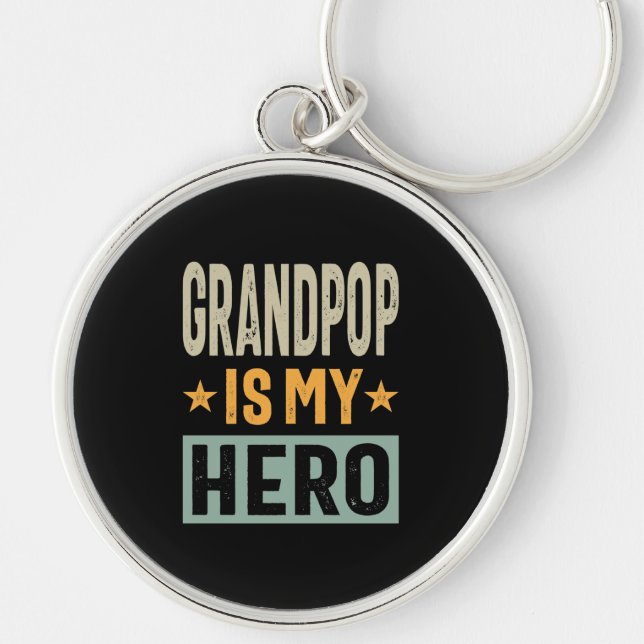 Porte-clés Mens Grandpop Est Mon Héros - Papa Grandpa Cadeau (Devant)
