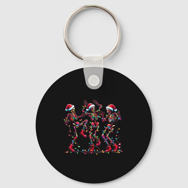 Porte-clés Mens Womens Christmas Skeleton Santa Dancing Light (Recto)