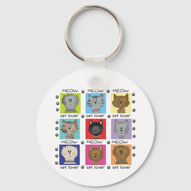 Porte-clés Meow Amoureux des chats Tshirts et cadeaux (Recto)