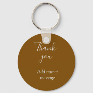 Porte-clés Merci ajoutez un nom message simple stylé doré s