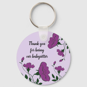 Porte-clés Merci Babysitter Plutôt Violet Fleur Florale