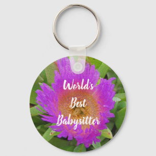 Porte-clés Merci Babysitter Purple Fleur Appréciation