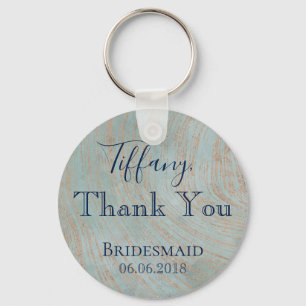 Porte-clés Merci Bridesmaid bleu et cuivre