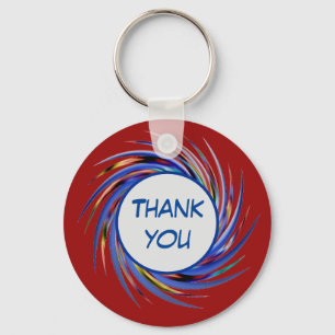Porte-clés Merci Bright Blue Spiral Swirl Appréciation