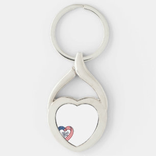 Porte-clés Merci Cœur Patriotique Design Vectoriel Vintage_1