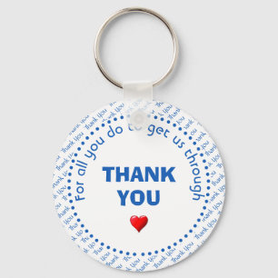 Porte-clés Merci élégant Coeur personnalisable Blanc