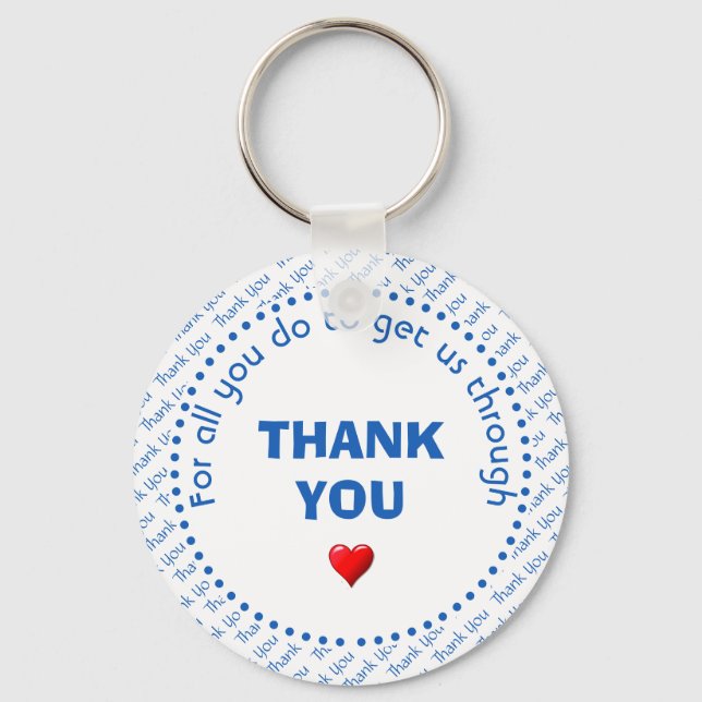 Porte-clés Merci élégant Coeur personnalisable Blanc (Recto)