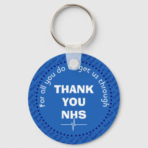 Porte-clés Merci élégant NHS personnalisable Mid Blue
