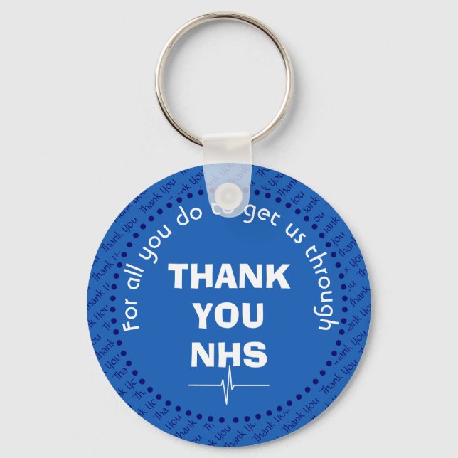 Porte-clés Merci élégant NHS personnalisable Mid Blue (Recto)