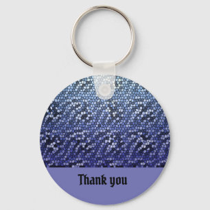 Porte-clés Merci Elégante Mosaïque Bleue Clair
