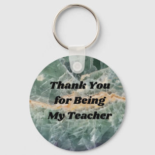 Porte-clés Merci Enseignant Vert Fluorite Photo Gemstone