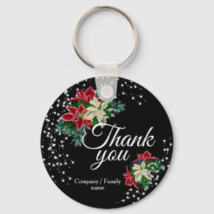 Porte-clés Merci Festif Floral Poinsettia Noir