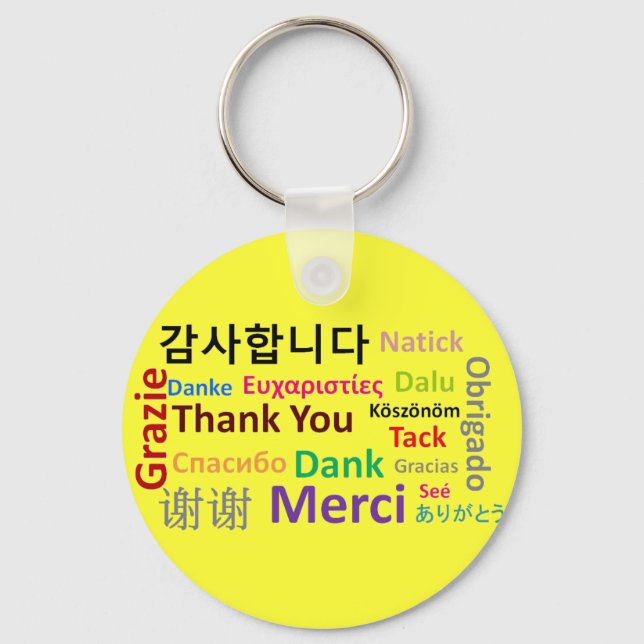 Porte-clés Merci, Gracias, Merci, Dank (Recto)