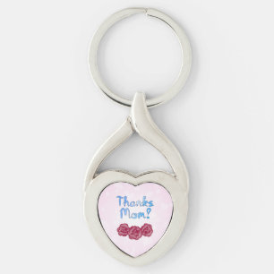 Porte-clés Merci Maman avec Fleur d'Oeillet pour la Fête des 