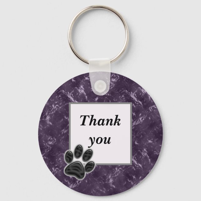 Porte-clés Merci Pet Sitter Dark Purple Empreinte de patte (Recto)