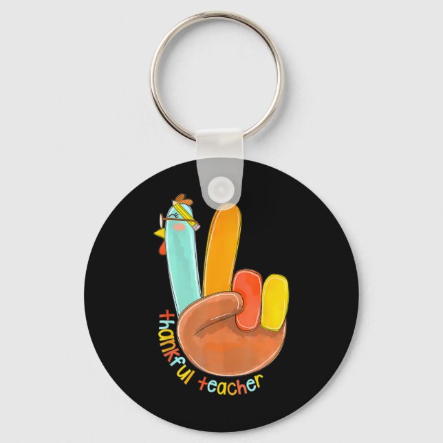 Porte-clés Merci Professeur amusant Thanksgiving Peace Hand S (Recto)