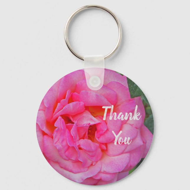Porte-clés Merci Rose Rose Fleur Pétale Fleur Photo (Recto)