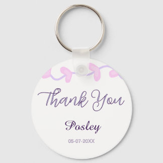 Porte-clés merci rose violet pastel mariage nom date lea